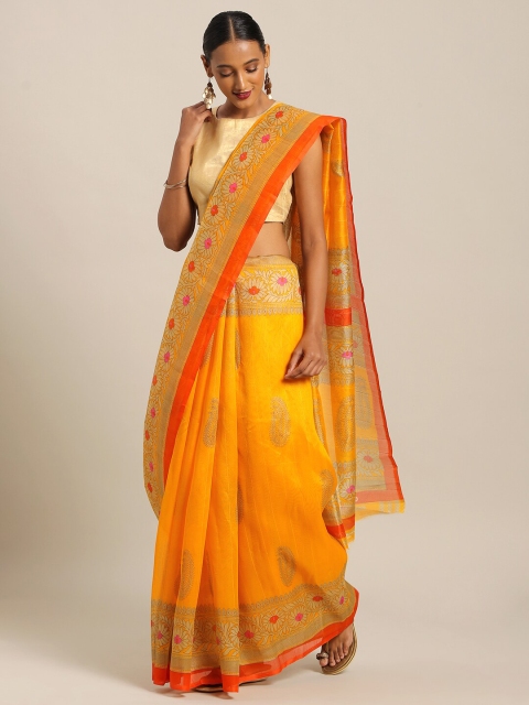 

Florence Women Yellow Paisley Printed Bhagalpuri Silk Saree