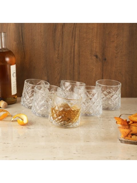 

The Decor Mart Set Of 6 Transparent Textured Whiskey Glass