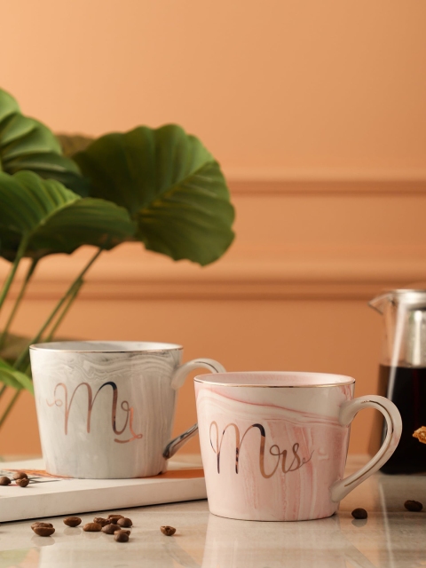 

The Decor Mart Pink & Grey Set of 2 Text or Slogans Printed Ceramic Glossy Mugs