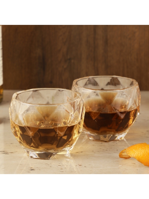 

The Decor Mart Set of 2 Transparent Wavy Whiskey Glasses