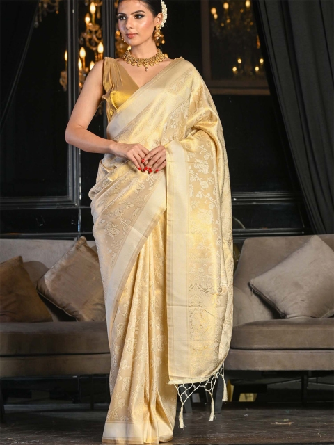 

BEATITUDE Women Off White Woven Design Saree
