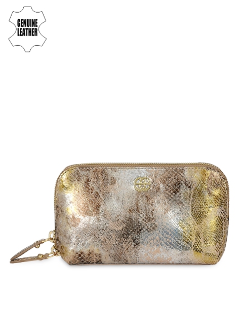 

Eske Women Gold & Silver-Toned Genuine Leather Pouch