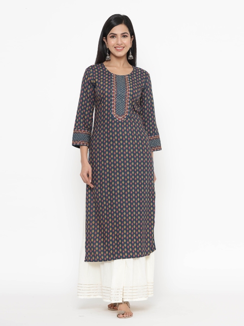 

JAVTA Blue & Pink Geometric Printed Kurti