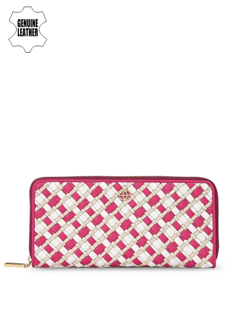 

Eske Women Pink & Gold-Toned Textured Genuine Leather Wallet