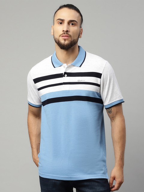 

Rodamo Men Multicoloured Striped Polo Collar T-shirt, Multi