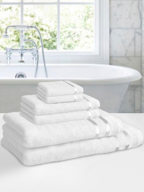 

Story@home Set Of 6 White Solid 450 GSM Towel Set