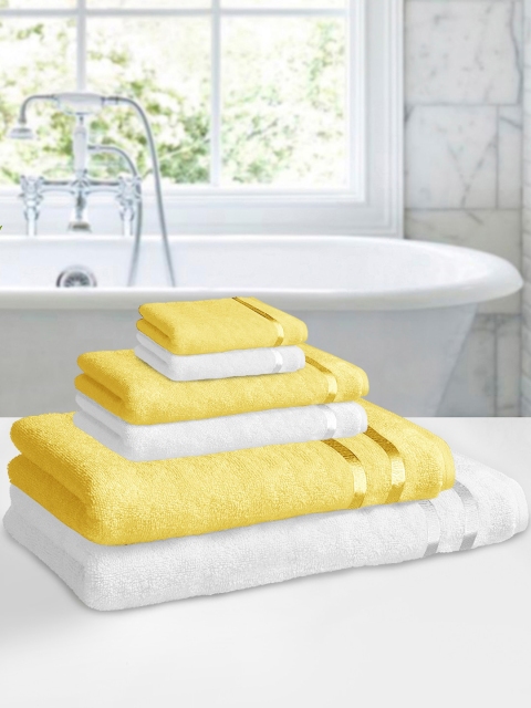 

Story@home Set Of 6 Yellow & White Solid 450 GSM Cotton Towel Set
