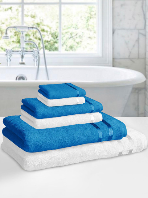 

Story@home Set Of 6 White Solid Cotton 450 GSM Towel Set