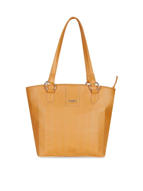 

OsaiZ Yellow Structured Shoulder Bag with Cut Work