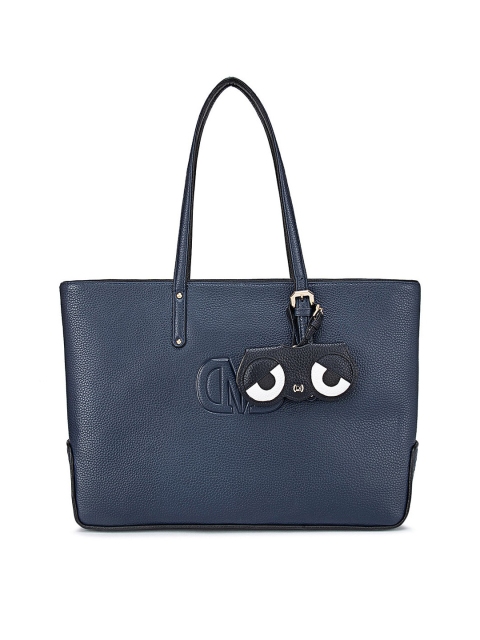 

Da Milano Blue Leather Structured Shoulder Bag with Bow Detail