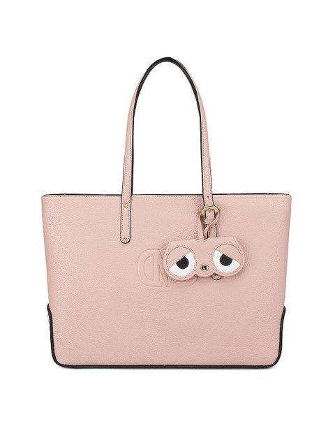 

Da Milano Pink Textured Leather Oversized Shopper Tote Bag with Bow Detail