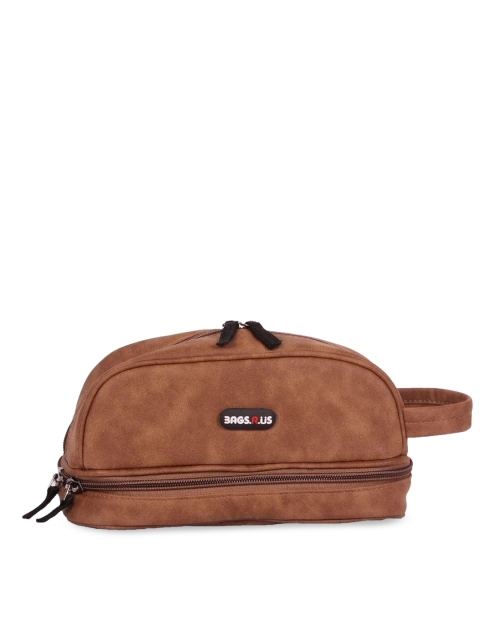

Bags.R.us Unisex Beige Compact Faux Leather 2 Liter Travel Toiletry Bag