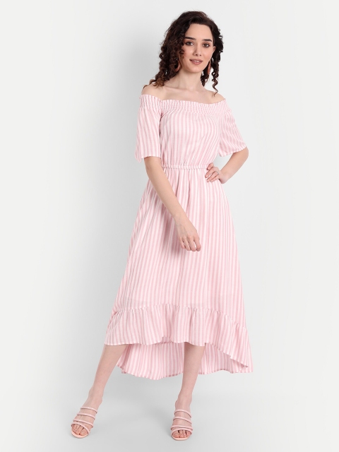 

Aaruvi Ruchi Verma Pink Off-Shoulder Midi Dress