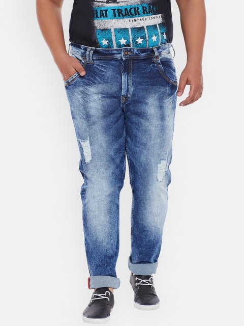 

ALTOMODA by Pantaloons Plus Size Men Blue Regular Fit Mid-Rise Mildly Distressed Stretchable Jeans