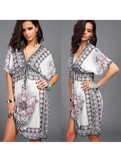 

La Aimee White Floral A-Line Dress