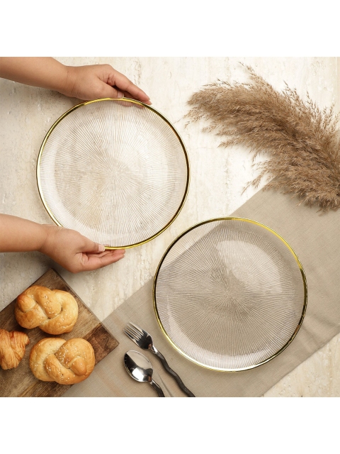 

The Decor Mart Set Of 2 Patterned Transparent Plates