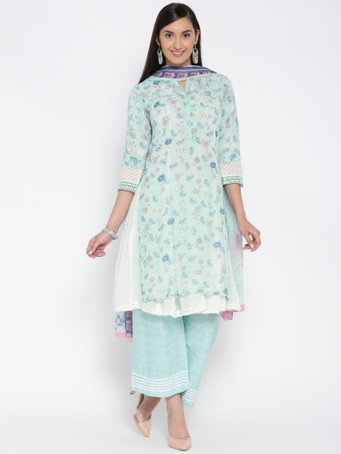 

Biba Blue Printed Kurta with Palazzos & Dupatta