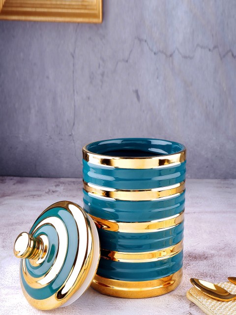 

THE WHITE INK DECOR Gold & Green Ceramic Kitchen Storage