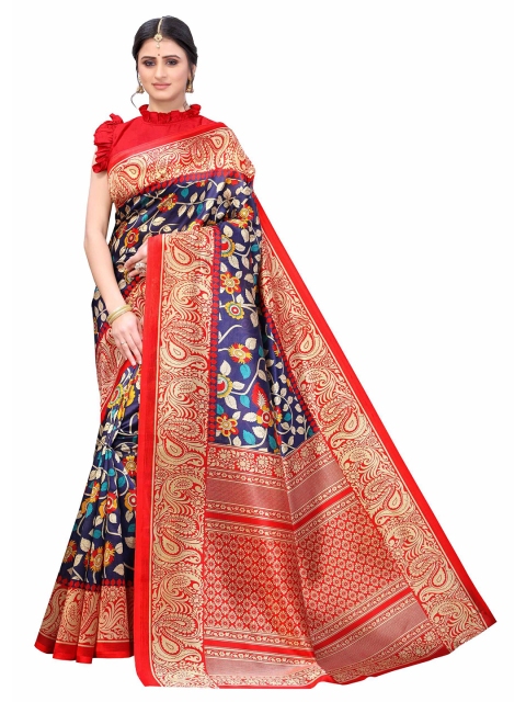 

AADVIKA Women Red Floral Printed Mysore Silk Saree