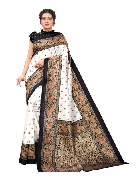 

AADVIKA Women Black Floral Printed Mysore Silk Saree