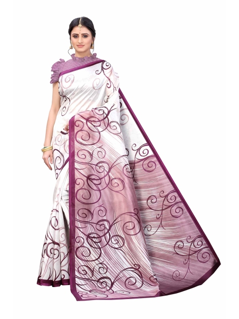 

AADVIKA Purple & White Art Silk Saree