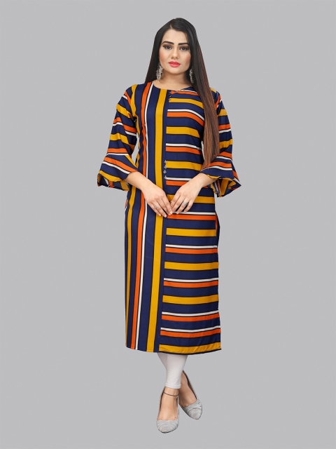 

Fashion FRICKS Women Multicoloured Striped Bell Sleeves Kurta, Multi