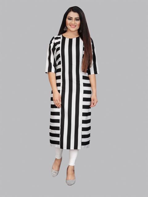 

Fashion FRICKS Women Black & White Printed Crepe Kurta