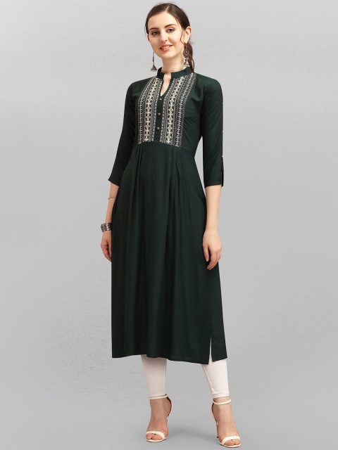 

Fashion FRICKS Women Black Embroidered Kurta