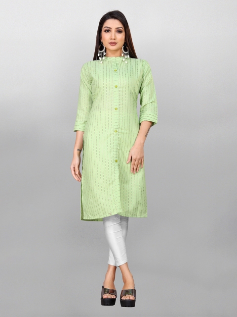 

Fashion FRICKS Women Yellow Sequinned Embellished Kurta, Green