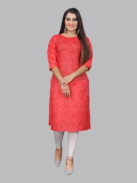 

Fashion FRICKS Women Peach-Coloured Floral Printed Kurta
