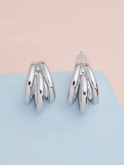 

Kushal's Fashion Jewellery Silver-Toned Circular Studs Earrings