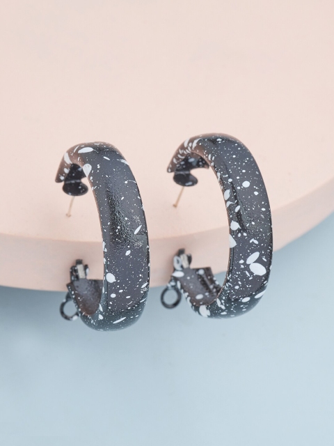 

Kushal's Fashion Jewellery Black Circular Hoop Earrings