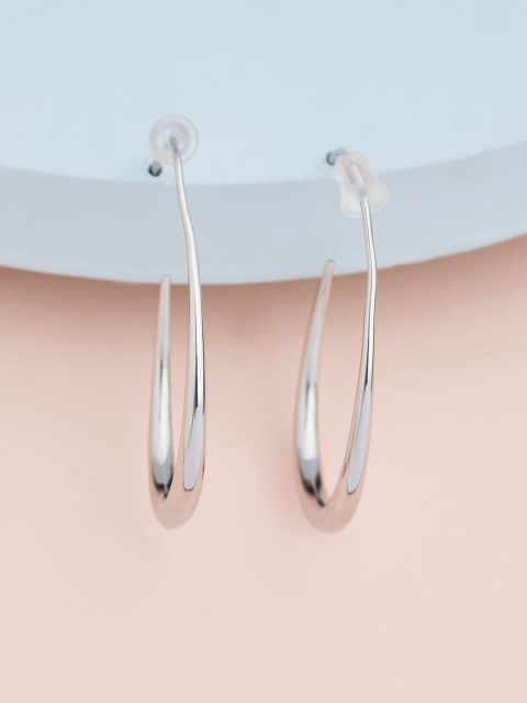 

Kushal's Fashion Jewellery Silver-Toned Teardrop Shaped Hoop Earrings