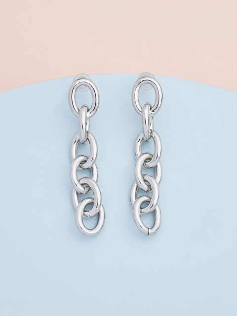 

Kushal's Fashion Jewellery Silver-Toned Rhodium Plated Contemporary Drop Earrings