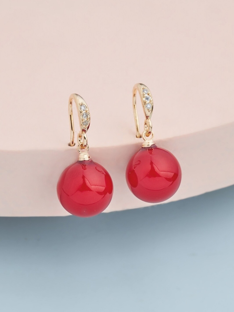 

Kushal's Fashion Jewellery Red Circular Drop Earrings