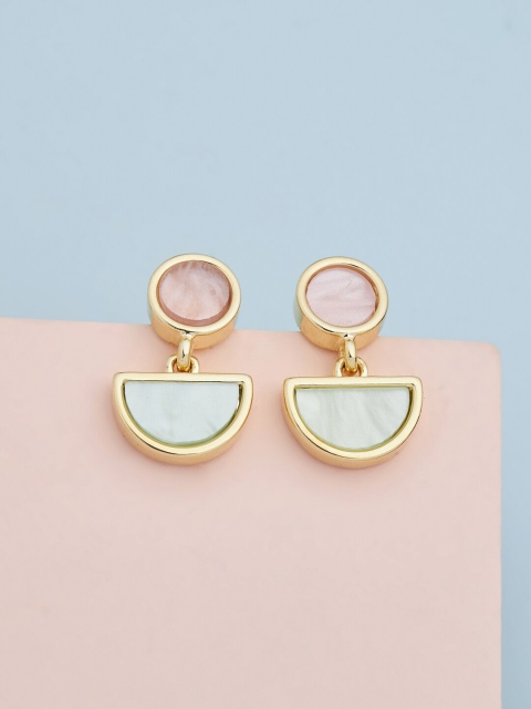 

Kushal's Fashion Jewellery Pink Geometric Drop Earrings