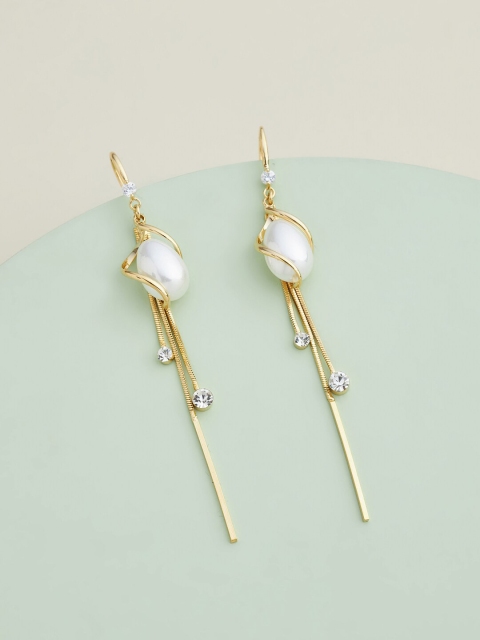 

Kushal's Fashion Jewellery Yellow Teardrop Shaped Studs Earrings