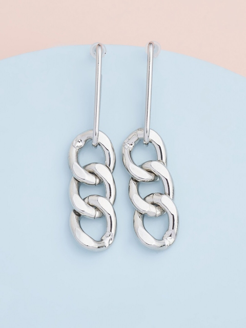 

Kushal's Fashion Jewellery Silver-Toned Contemporary Drop Earrings