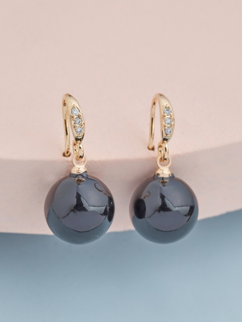 

Kushal's Fashion Jewellery Black Circular Drop Earrings