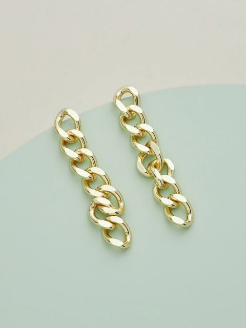 

Kushal's Fashion Jewellery Gold-Plated Contemporary Drop Earrings