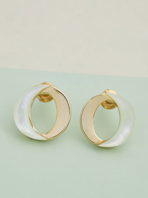 

Kushal's Fashion Jewellery White Circular Hoop Earrings