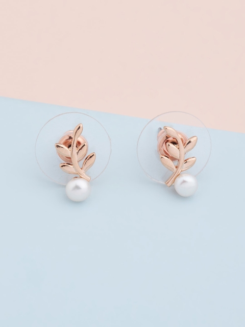 

Kushal's Fashion Jewellery White Leaf Shaped Studs Earrings