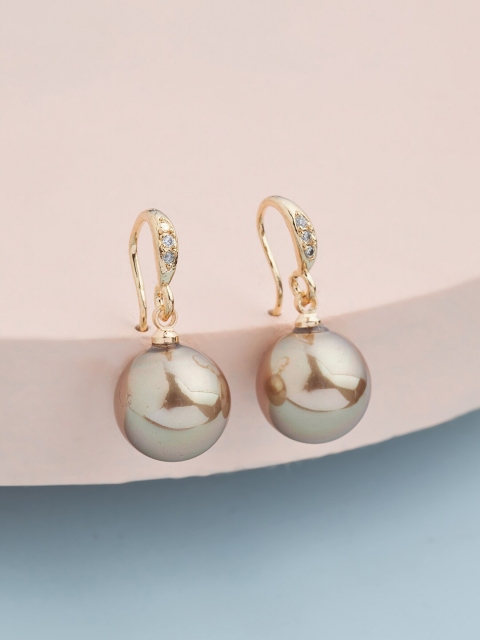 

Kushal's Fashion Jewellery Brown & Gold-Toned Circular Drop Earrings