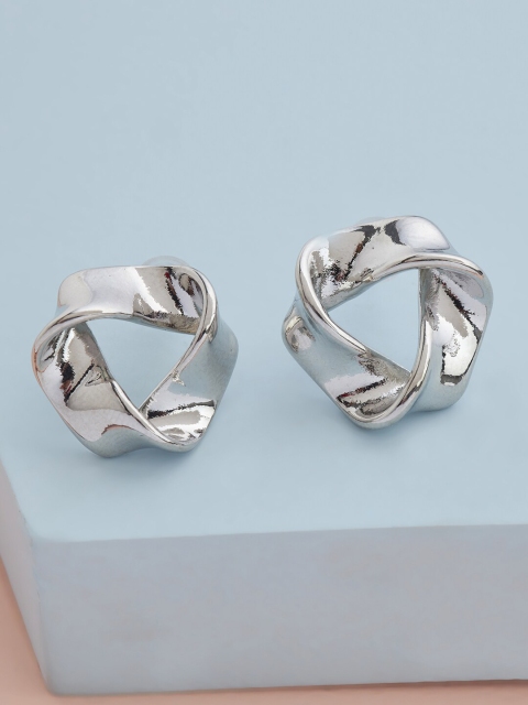 

Kushal's Fashion Jewellery Silver-Toned Rhodium-Plated Studs Earrings