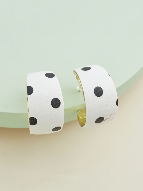 

Kushal's Fashion Jewellery White Circular Half Hoop Earrings