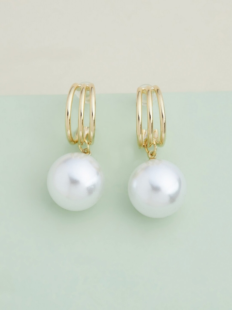 

Kushal's Fashion Jewellery White Gold-Plated Circular Drop Earrings