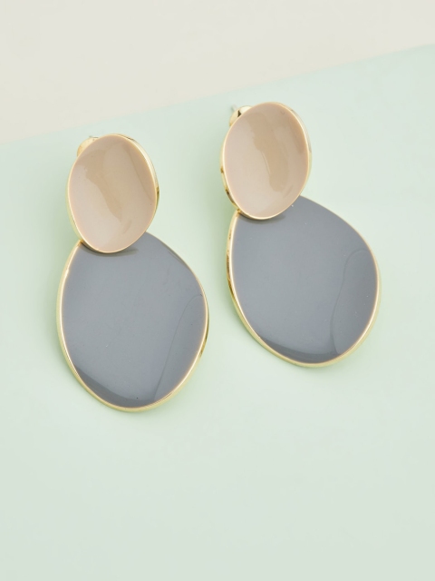 

Kushal's Fashion Jewellery Grey Oval Studs Earrings
