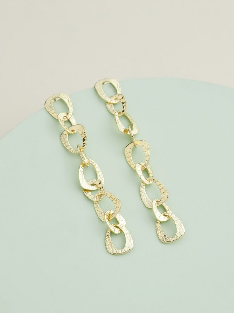 

Kushal's Fashion Jewellery Gold-Toned Contemporary Drop Earrings