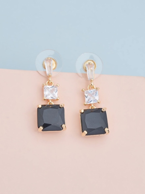 

Kushal's Fashion Jewellery Black Square Drop Earrings