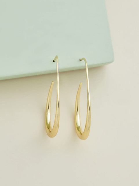

Kushal's Fashion Jewellery Gold-Toned Teardrop Shaped Half Hoop Earrings